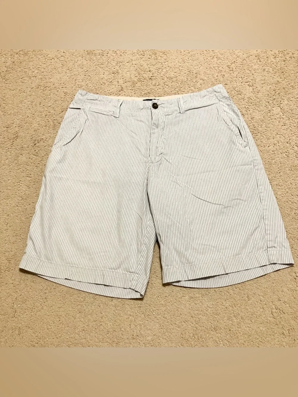 J.Crew‎ Men's Stripped Seersucker Chino Shorts 100% Cotton Blue & White Sz 34